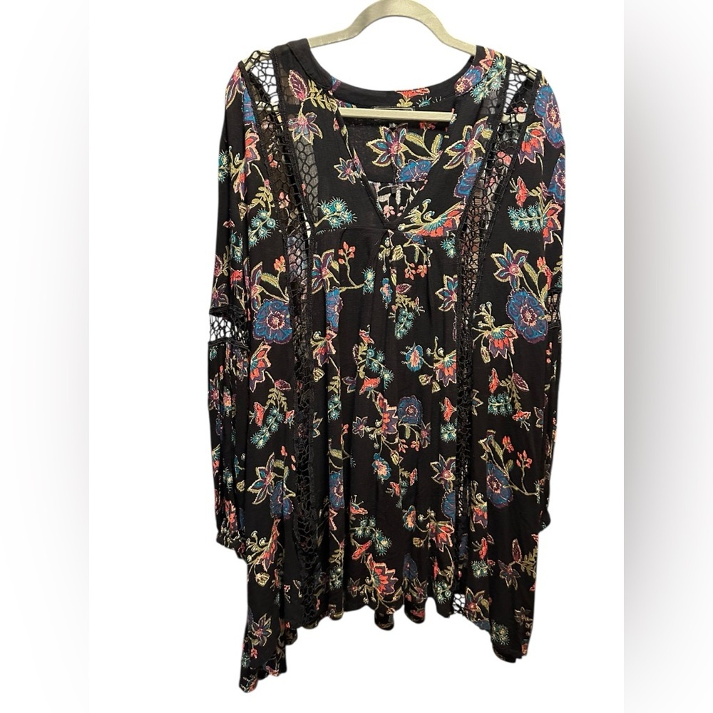 L &B Lucky & blessed Floral Black Women's dress size S